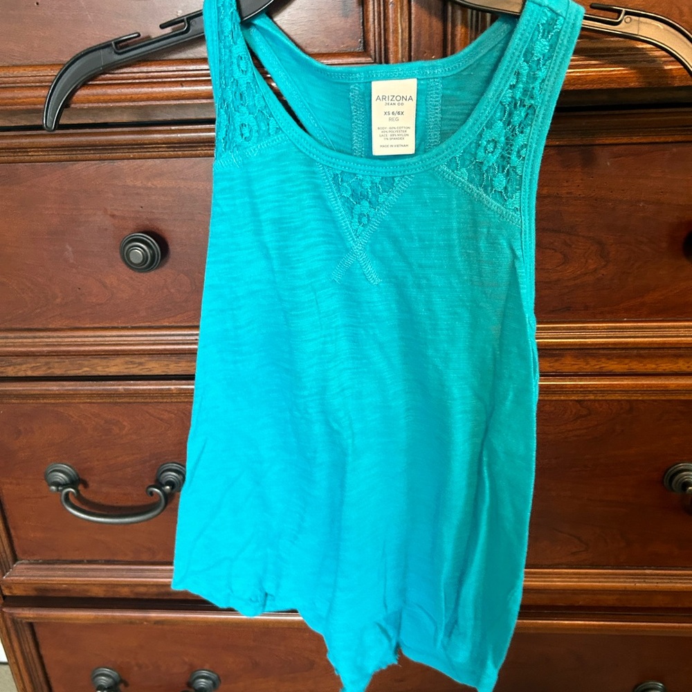 Racerback, Blue tank top for girls size xs (6x)
